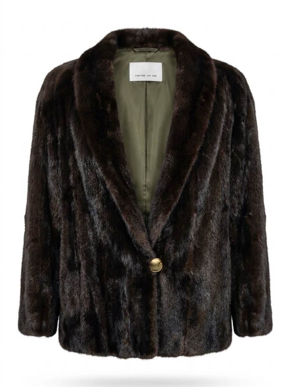 Vintage Dark Ranch Mink Fur Blackglama Mid Length Lined .Single Button Coat